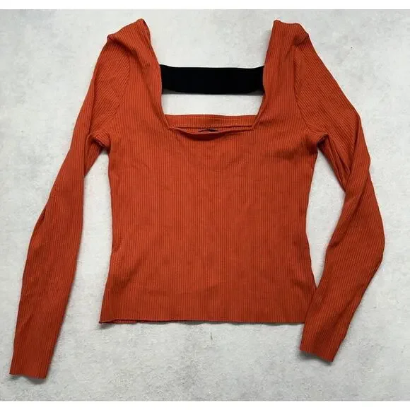 The Range Alloy Ribbed Banded Long Sleeve Top Womens Large Blood Orange - Picture 7 of 7